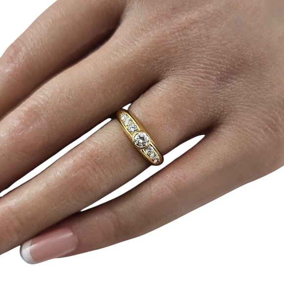 18K Yellow Gold Diamond Ring Size 5.5 #23636 - Picture 3 of 7